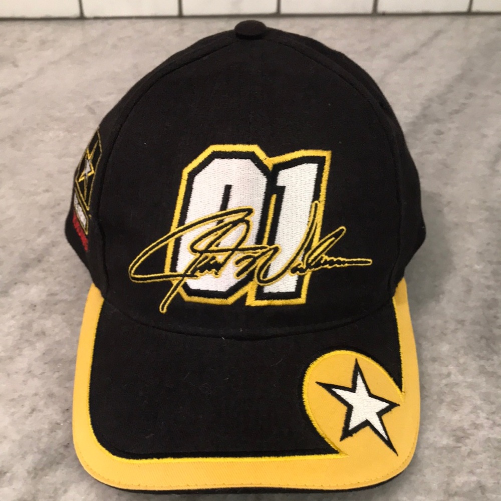 New Joe Nemechek Nascar Hat Mens Yellow Black Sports Designs Cap Race Car